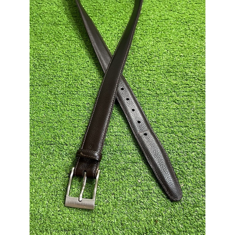 Martin Dingman Leather Belt Size 38 Pebbled‎ Scotch Grain Brown Silver Buckle